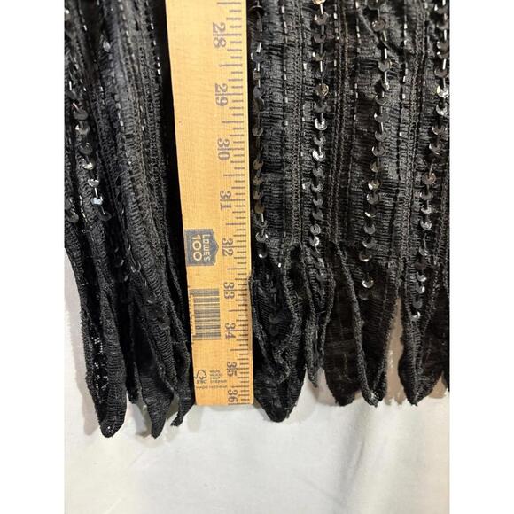 Judith Ann Plus Early 80s sz 1X Beaded Sequin Flapper Dress Fringe Sleeve/Hem - Picture 5 of 6